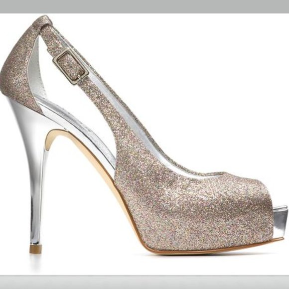 Guess Hondo Glitter Open Toe Heels - Picture 2 of 8